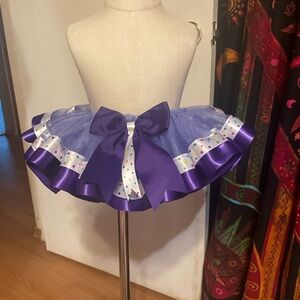 Purple and White Kids Dress with Bow